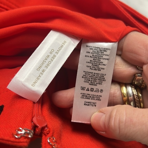 Ann Taylor NWT Coral Red Belted Button Wrap Pencil Skirt Curvy Fit Size 4 - Picture 6 of 12